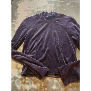 Amomento blue/grey velvet mock turtleneck top sz 2